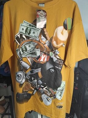 NWT DEADSTOCK GiveMeFace Vintage Y2K Yankees Graphic Tee Heavyweight Cotton
